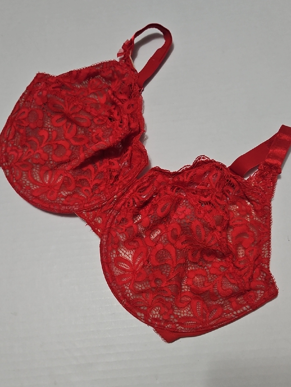 Wacoal Red Floral Lace Sheer Underwire Bra Size 36H